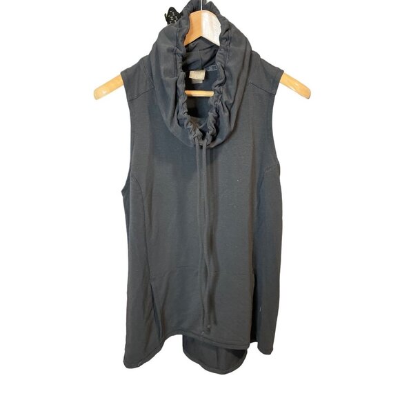 Calia Black Long Drawstring Neck Pullover Sleeveless Tunic Top Sz L - Picture 1 of 9